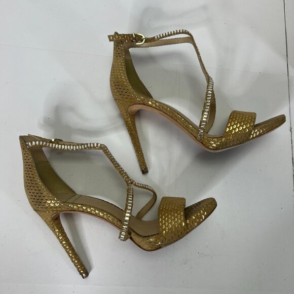 Marciano Stiletto Heels Metallic Gold Crystal Embellishments Size 9M - Picture 8 of 9
